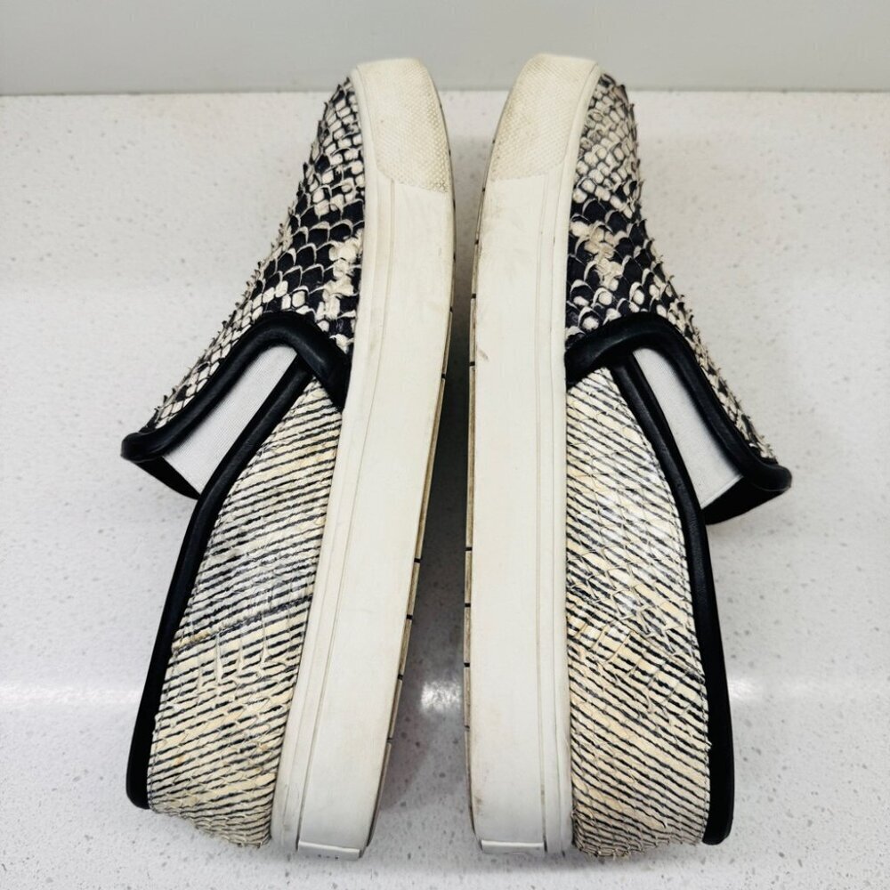 Vince Sneakers Classic Leather Snakeskin Runners Shoes Slip On White Soles Sz 7 - Picture 11 of 12